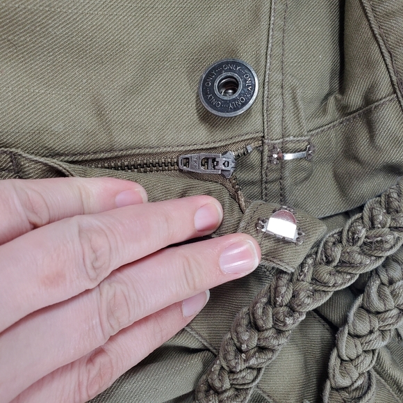 Only Limitless Foldover Army Sage Green Braided Belt Shorts - Picture 5 of 12